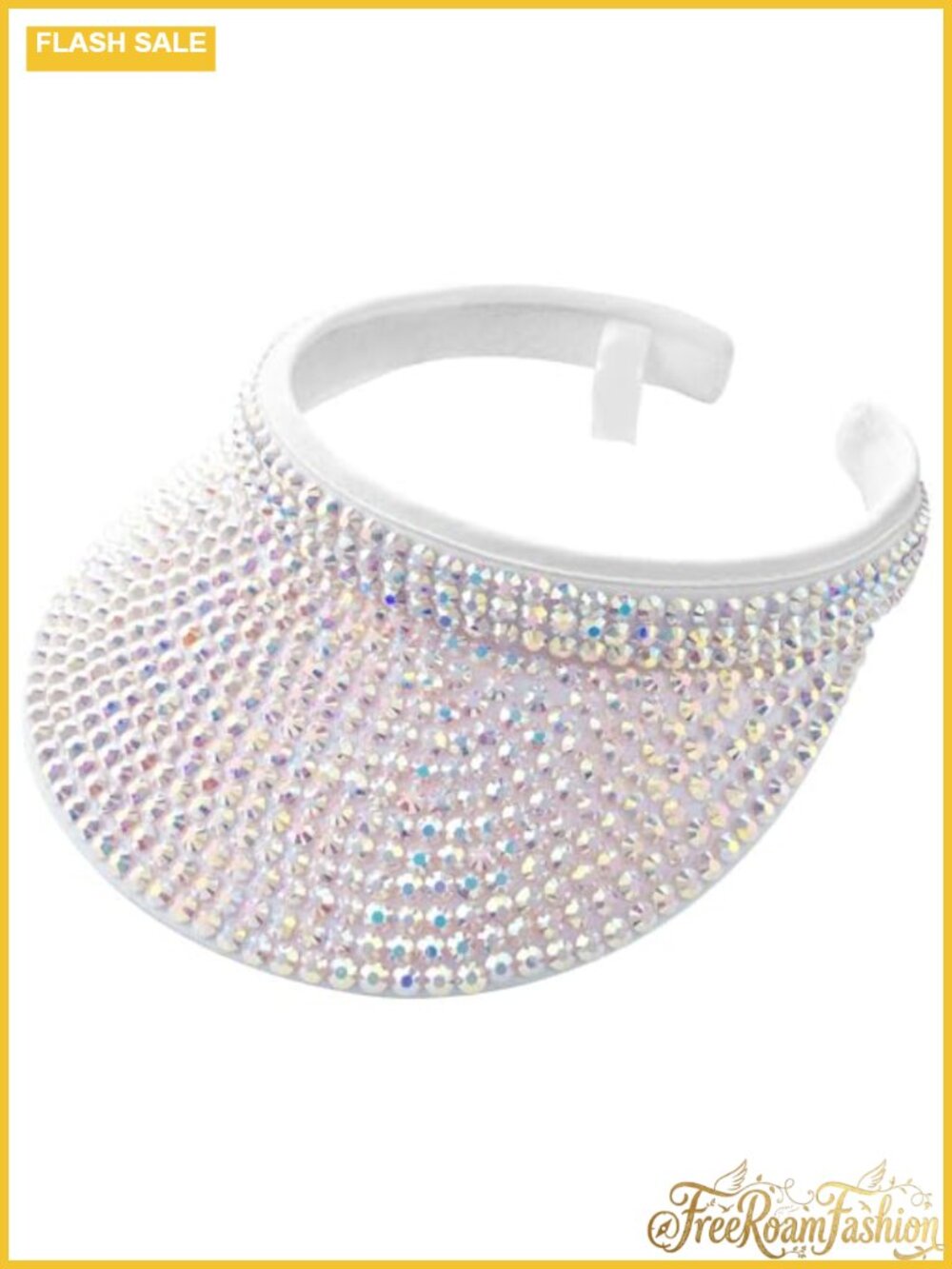 Rhinestone Studded Visor Clip On Adjustable Ponytail Sports Beach Cap